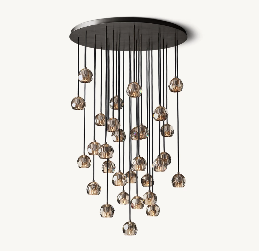 Industrial Modern Stairs Long Drop Pendant Lights Hanging Luxury Led K9 Crystal Staircase High Ceilings Brass Black Chandelier