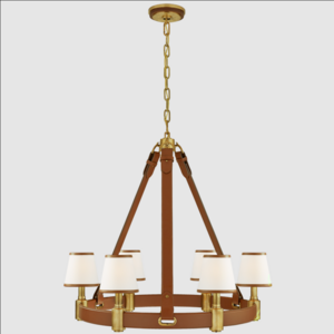 Brass Luxury Industrial leather fabric chain chandelier fixture pendant light decoration home Riley Medium Ring Chandelier