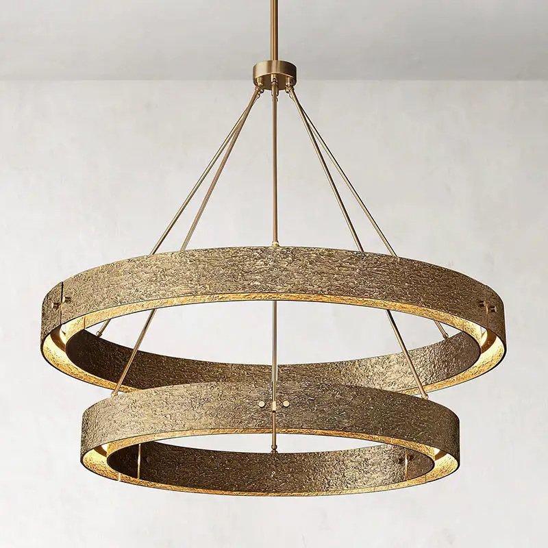 Restoration Brass Round Hardware Lighting Modern Metal Living Room Dinning Indoor Pendants Light Restoration Black Chandelier