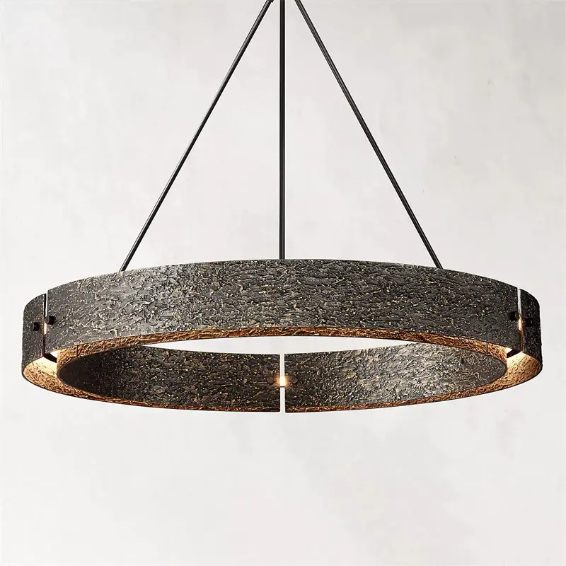 Restoration Brass Round Hardware Lighting Modern Metal Living Room Dinning Indoor Pendants Light Restoration Black Chandelier