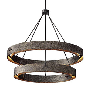 OEM Contemporary American Pendant Lights Industrial Hand Formed Solid Brass Two-Tier Round Brass Chandelier