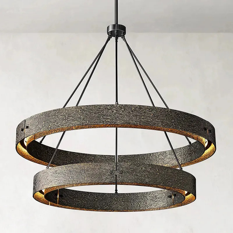 Restoration Brass Round Hardware Lighting Modern Metal Living Room Dinning Indoor Pendants Light Restoration Black Chandelier