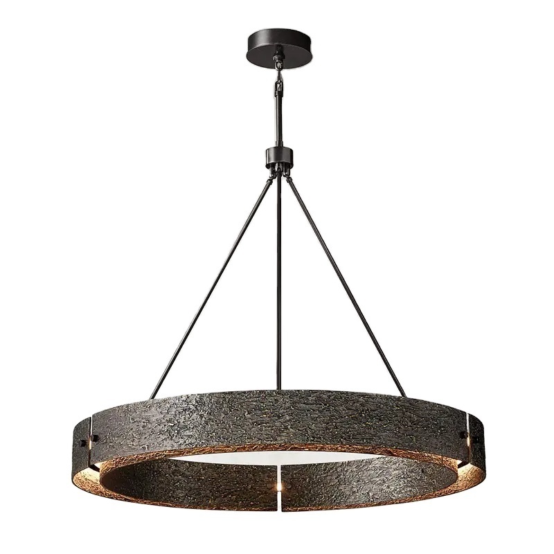 Restoration Brass Round Hardware Lighting Modern Metal Living Room Dinning Indoor Pendants Light Restoration Black Chandelier