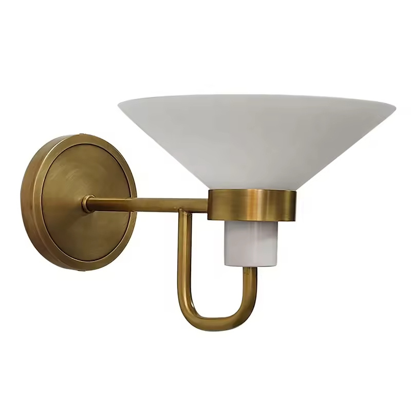 New Design Simple Style Indoor Wall Sconce For Bedroom Living Room Bathroom Glass Lampshade Brass Wall Lamp