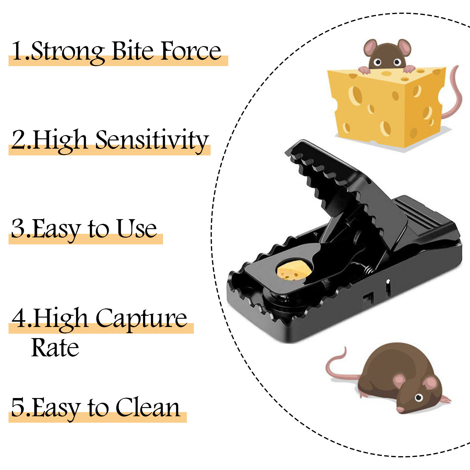 Hot sale Plastic Mouse Trap Mousetrap Bite Formula Pest Control Home Garden Wholesale Bulk Black Rat Trap