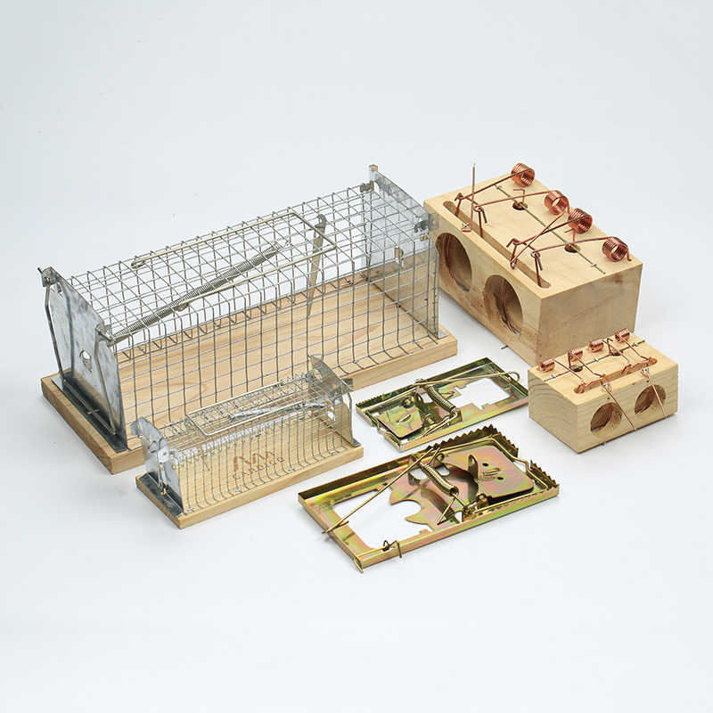 Small Reusable Humane Wooden Base Metal Mouse LIVE Trap Rat Catcher Cage with Iron Galvanized Wire Cage