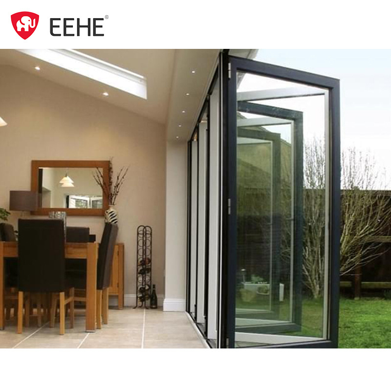 EEHE Veranda Bifold Door Aluminum Bi-fold Patio Waterproof Glass Door Tempered Glass Remote Control Folding Door