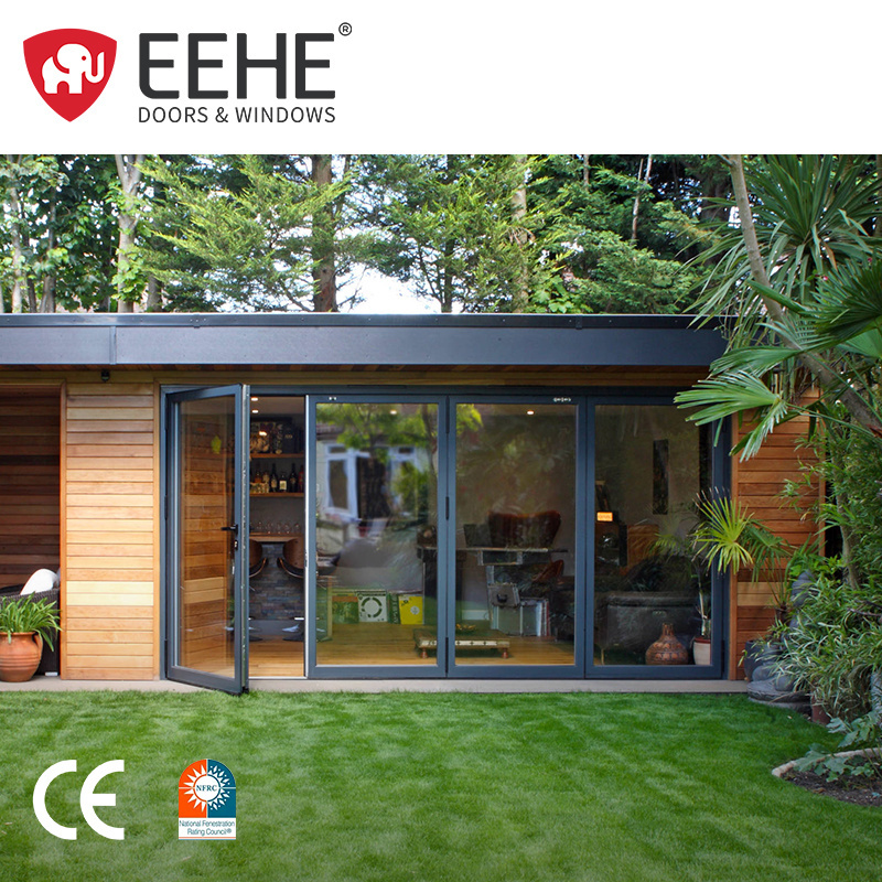 EEHE Veranda Bifold Door Aluminum Bi-fold Patio Waterproof Glass Door Tempered Glass Remote Control Folding Door