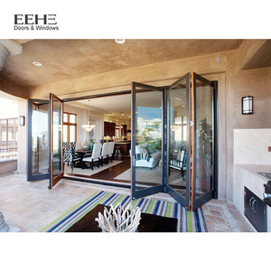 EEHE Aluminium  Folding Doors Accordion Aluminum Patio Bi Fold Glass Door  Aluminium Bi Folding Door For Verandas