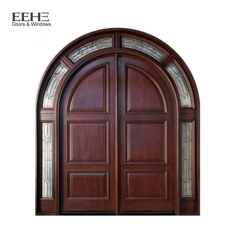 Arch Shape of Main Entrance Door Design Wooden Solid Wood Doors with Veneer