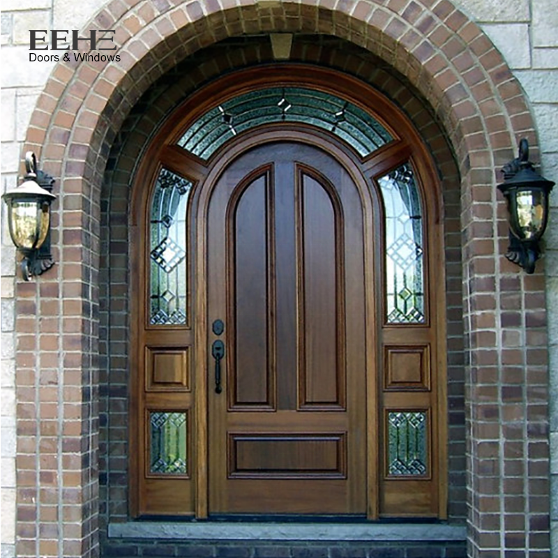 Arch Shape of Main Entrance Door Design Wooden Solid Wood Doors with Veneer