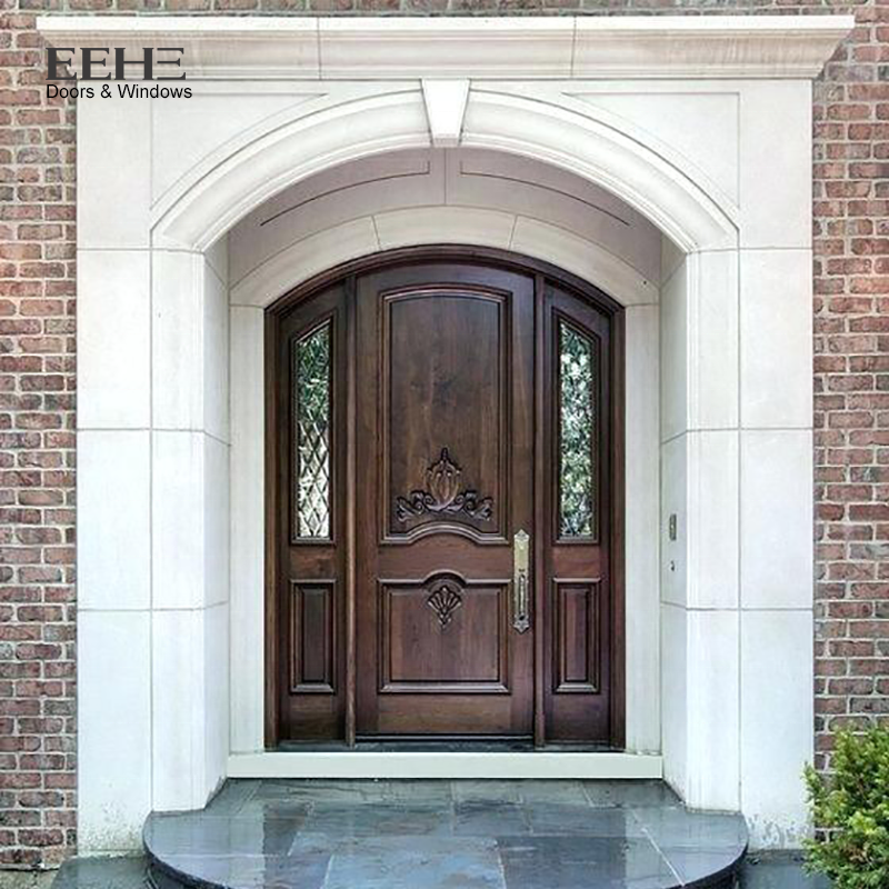 Arch Shape of Main Entrance Door Design Wooden Solid Wood Doors with Veneer