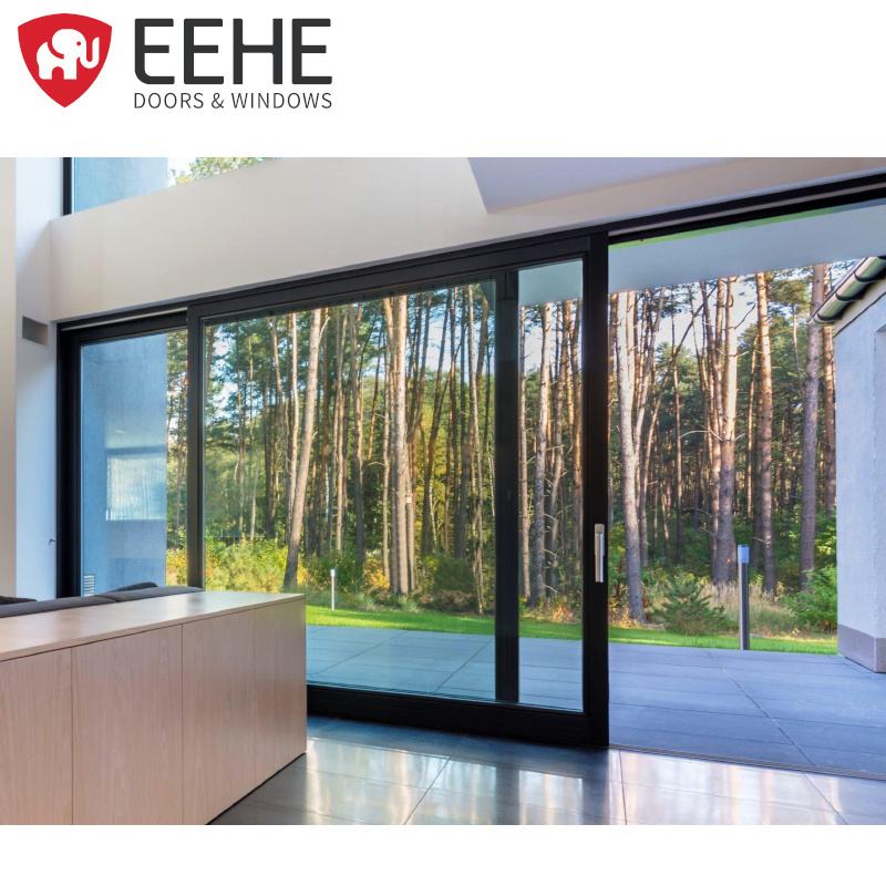 EEHE Heavy Duty Giant Glass Veranda Sliding Door Aluminum Insulated Hollow Shutter Sliding Door