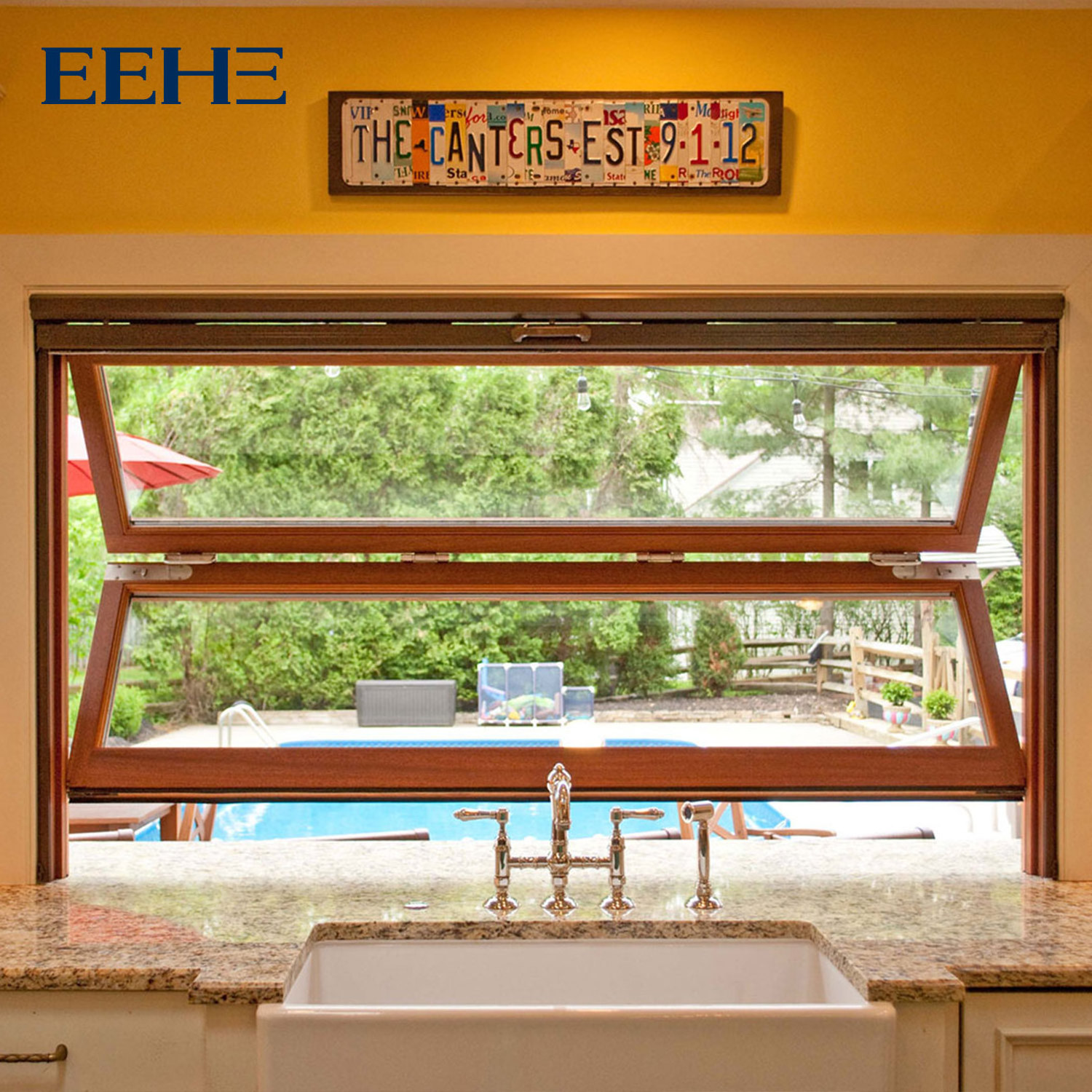 EEHE Aluminum window frame  Folding Windows Hot Sales Folding Double Tempered Glass Bi Fold Window