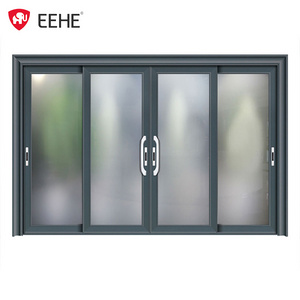 EEHE Patio Waterproof Sliding Door Aluminum Black Double Tempered Glass Screen Sliding Door