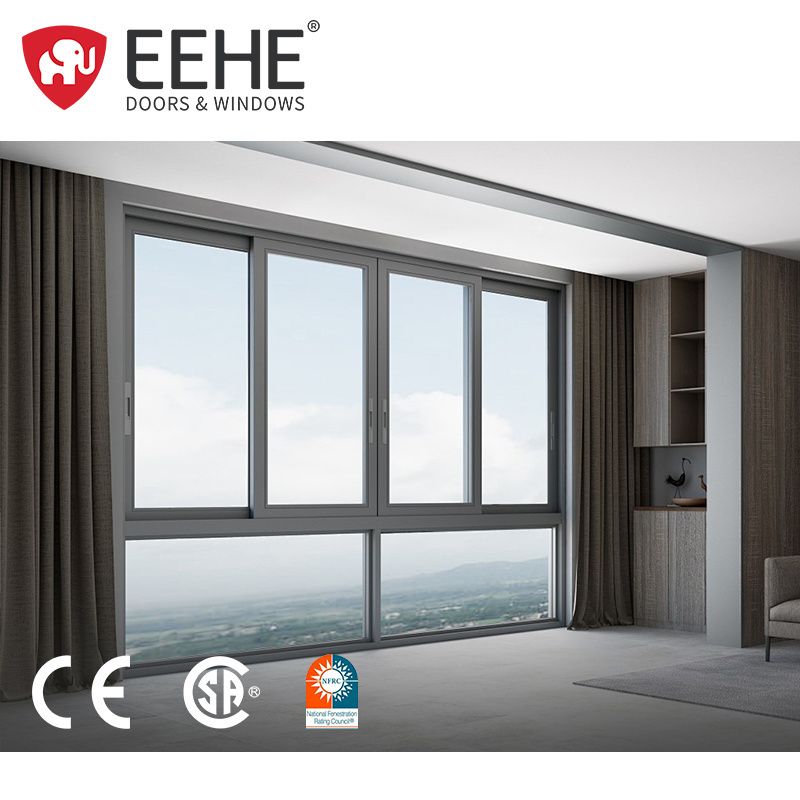 EEHE Black Screen Sliding Window Anti-mosquito Double Glazing Aluminum Alloy Pan Sliding Windows