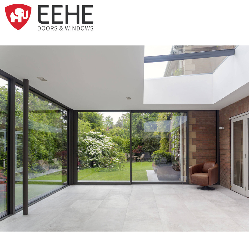 EEHE Heavy Duty Giant Glass Veranda Sliding Door Aluminum Insulated Hollow Shutter Sliding Door