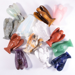 Natural Quartz Carved Crystal 1.5 2 Inch Stone Angels Crystal Angel Crystal Carving Angel For Gifts