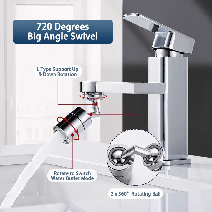 720 Degree Dual Modes Sink Kitchen Tap Basin Faucets Spray Head Anti Splash Filter Faucet