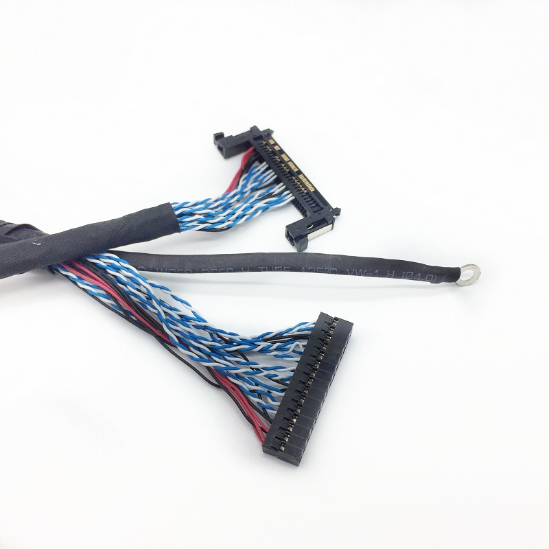 Custom Wire Harness Lvds Cable LCD 20/ 30pin Cable Assembly Factory IPEX Display LVDS Cable Assembly