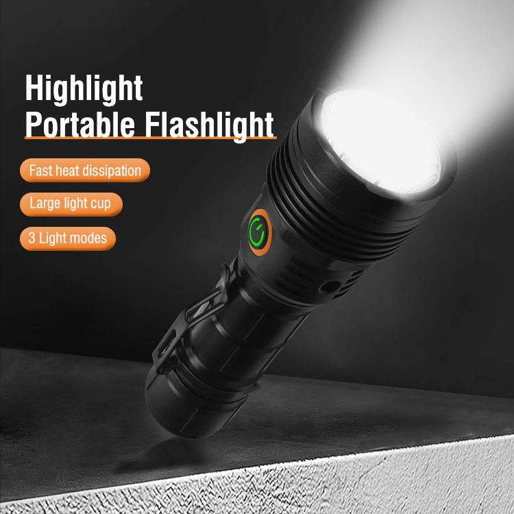 High Power 4000 Lumen USB C Fast Charging LED Flashlight 500m Long Range IPX6 Waterproof Torch Light With Metal clip