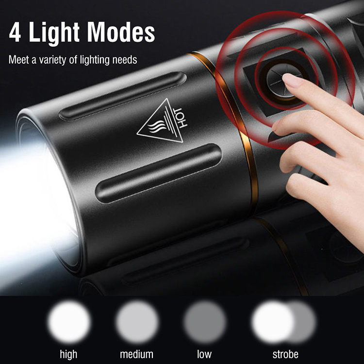 Boruit High Power 10000 Lumens Led Flashlight 12hours Running Time Led Torch 500 Meters Zoomable Led Flashlight With Power Bank