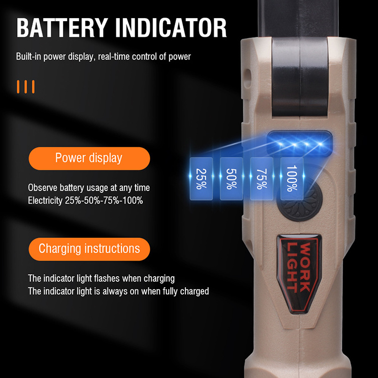 Rechargeable Work Light with Magnetic Base 180 Degree Rotate and 7 Modes LED Flashlight for Car Repair Household Outdoor Use