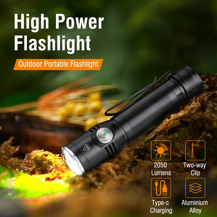 BORUiT High Power 2050lm 42hrs working time Fast Charge  Waterproof Portable outdoor flash light With Memory Function For Camp