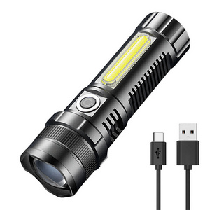 BORUiT Factory high power aluminum telescopic zoom LED brightest flashlight rechargeable with magnetic hunting Torch Light