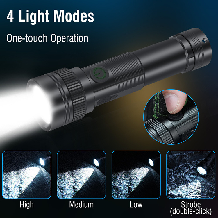 Boruit ST12 10000 Lumen High Power Flashlight Long Range Zoom Zoom Focus Rechargeable Hand Torch