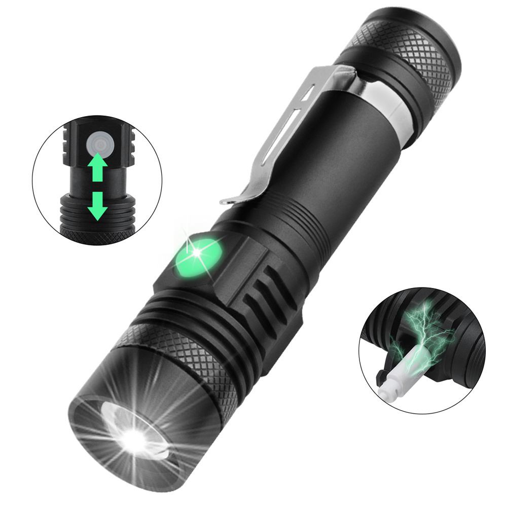 Wholesale Tactical Flashlight Aluminum Alloy high lumens Led Torch Zoomable rechargeable with Power Indicator Multifunction