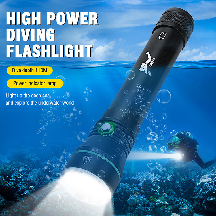 High Power 3000lm Diving Flashlight Underwater Professional Diving Flashlight 100m Depth Scuba Diving Flashlight Underwater Led