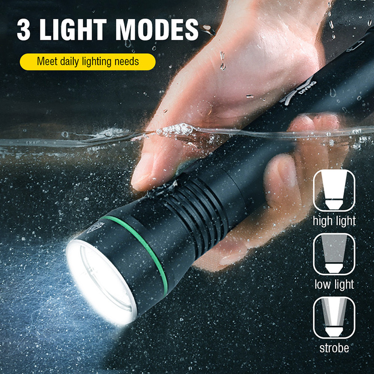 High Power 3000lm Diving Flashlight Underwater Professional Diving Flashlight 100m Depth Scuba Diving Flashlight Underwater Led