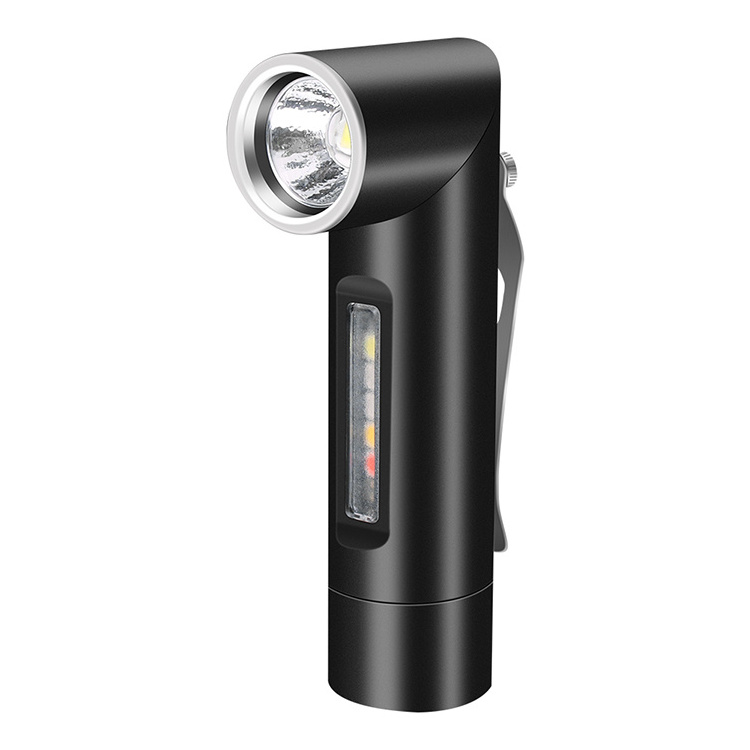 Boruit 90 Degree Led Flashlight 500LM Mini Flashlight Rechargeable Work Light IP65 Waterproof UV Flashlight With Magnetic