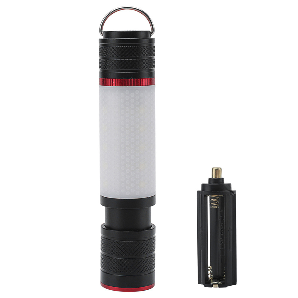 Aluminum zoom super bright LED flashlight 6 modes with LED red and blue warning light with magnetic working Taschenlampe