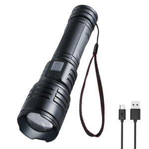 Boruit H-01 3000 Lumen High Power Flashlight Long Range Work Lights Zoom Zoom Focus Rechargeable Hand Torch with Power Display