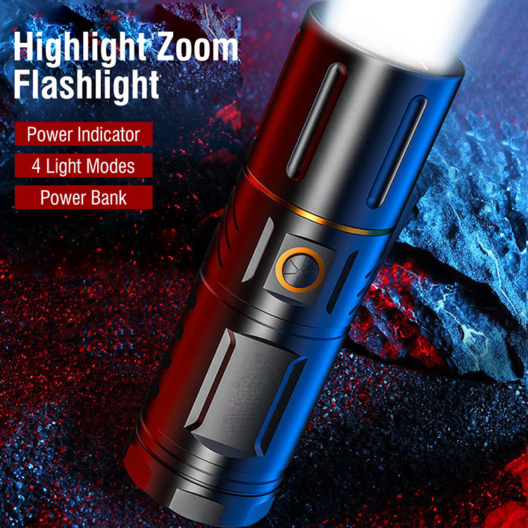 Boruit High Power 10000 Lumens Led Flashlight 12hours Running Time Led Torch 500 Meters Zoomable Led Flashlight With Power Bank