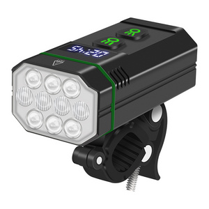 BORUiT 10000lm High Power Bicycle Light 10 LED Beads with Dual Light Source Bike Lamp Built in 5000mah Battery LCD Power Display