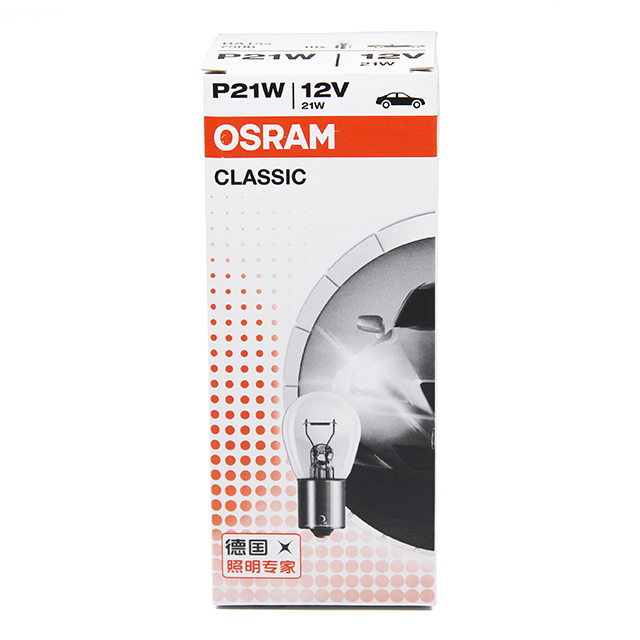 OSRAM Original line Auxiliary lamp  metal bases P21W 7506 12V 21W BA15s made in Thailand Halogen bulb