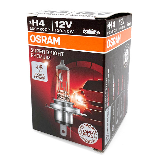 Osram 62204SBP H4 12V 100/90W Halogen headlight lamp 4800K P43t Made in Germany