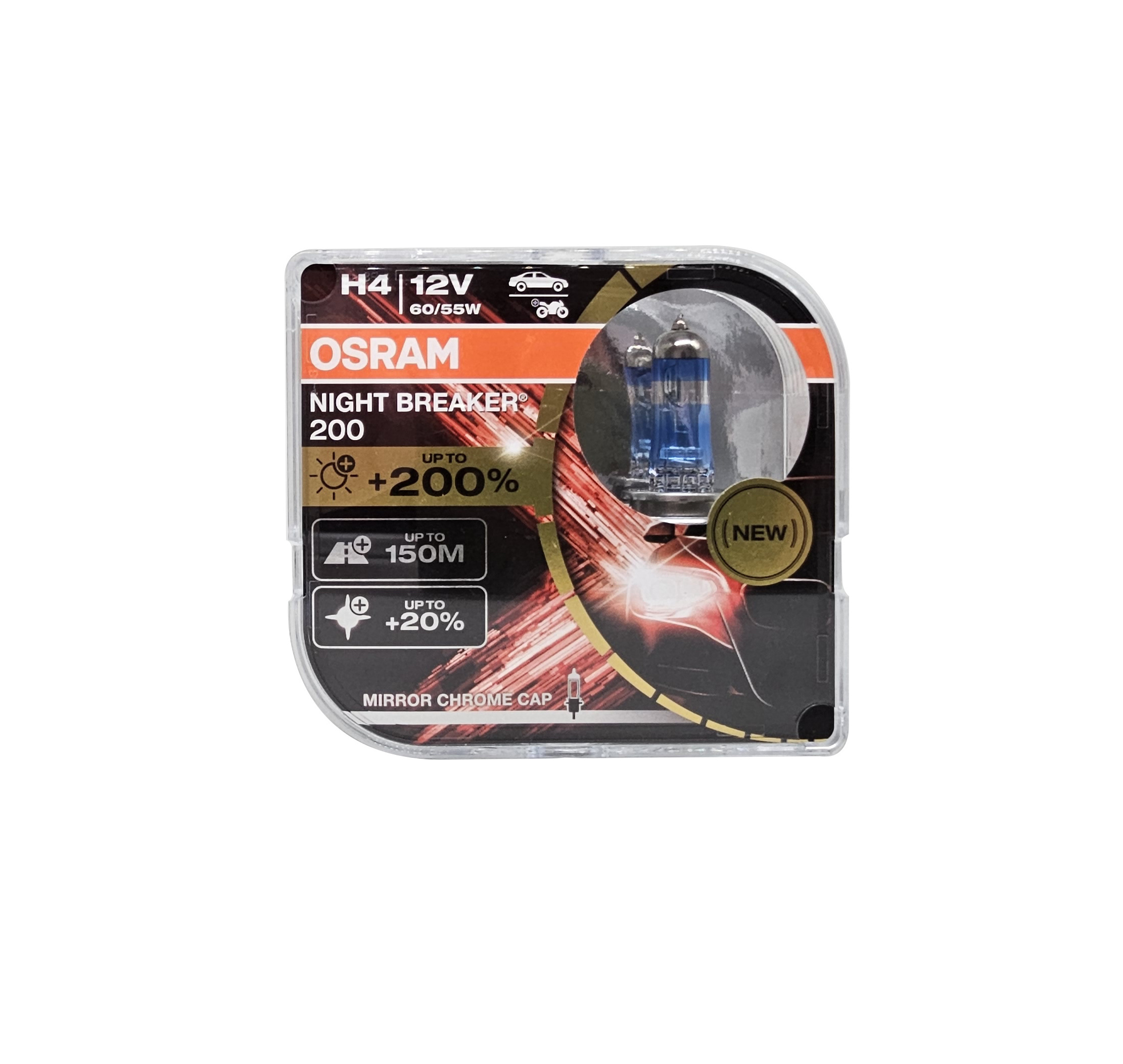 OSRAM 64193 NB200 12V H4 60/55W Night Breaker Laser Next Generation halogen bulb made in Germany