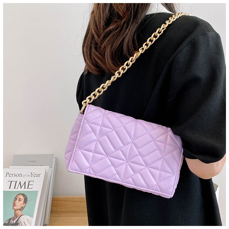 2023 Fashion Plaid Shoulder Bag Thick Chain Underarm Bags For Women Designer Handbags And Purses Women Flap Retro Clutch Handbag