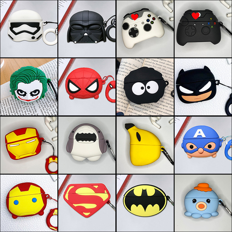 Factory Wholesale Wireless Soft Silicone Earphone Cute 3D Cartoon Covers For airpods 1 2 Rubber Protective Headphone cover