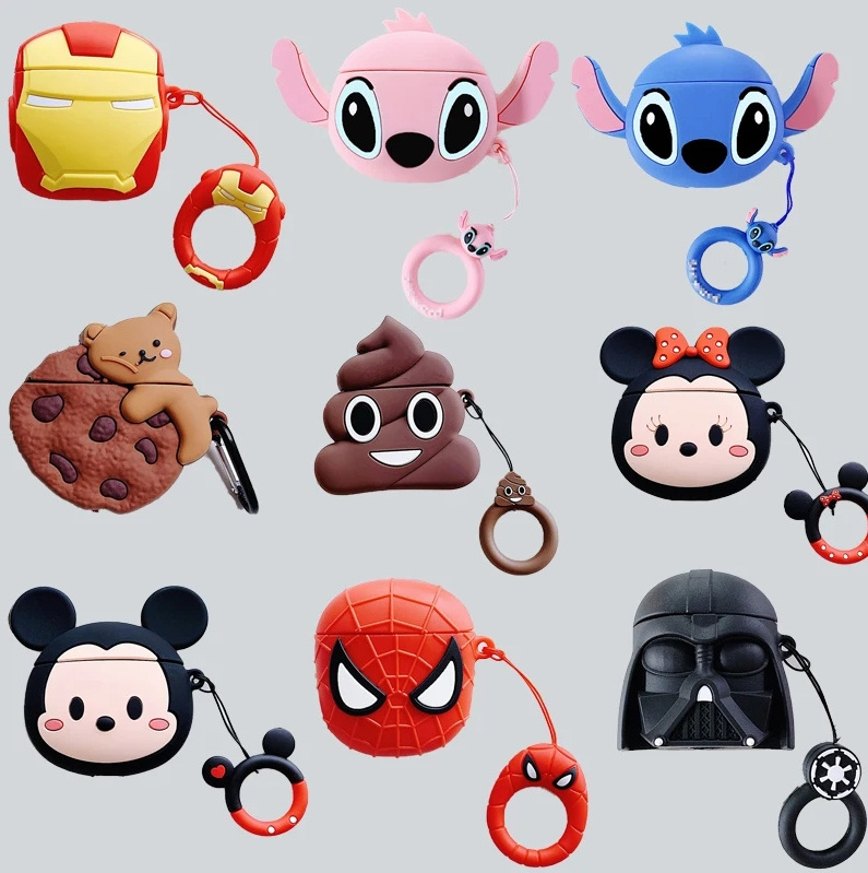 Factory Wholesale Wireless Soft Silicone Earphone Cute 3D Cartoon Covers For airpods 1 2 Rubber Protective Headphone cover