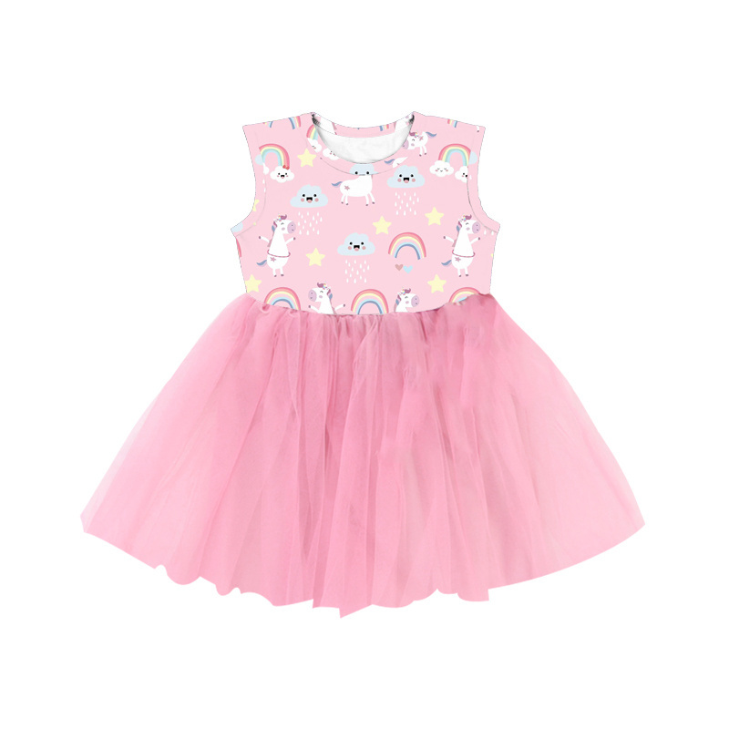 SQG-089 Wholesale Baby Girls Sweet Pink Tutu Dress Toddler Sleeveless Dresses Infant Soft Tulle Sundress