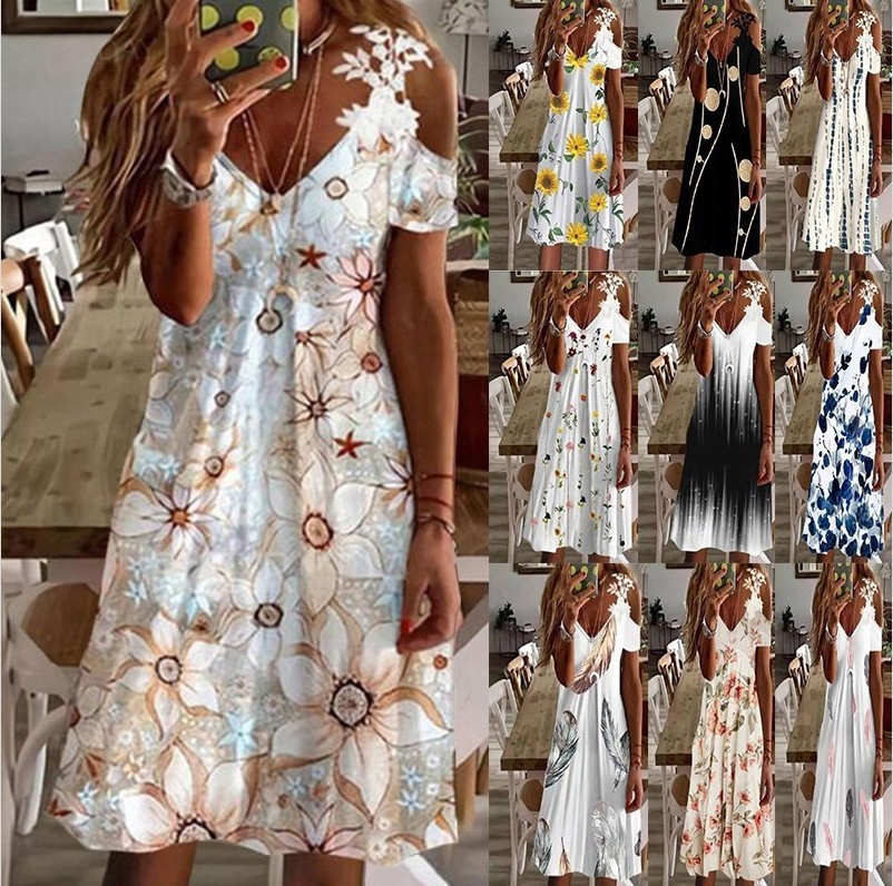 Wholesale Women's Plus Size Sleeveless Hot Printing Flower Pattern Summer Velvet Dress Sexy Girl Dress women's dresses