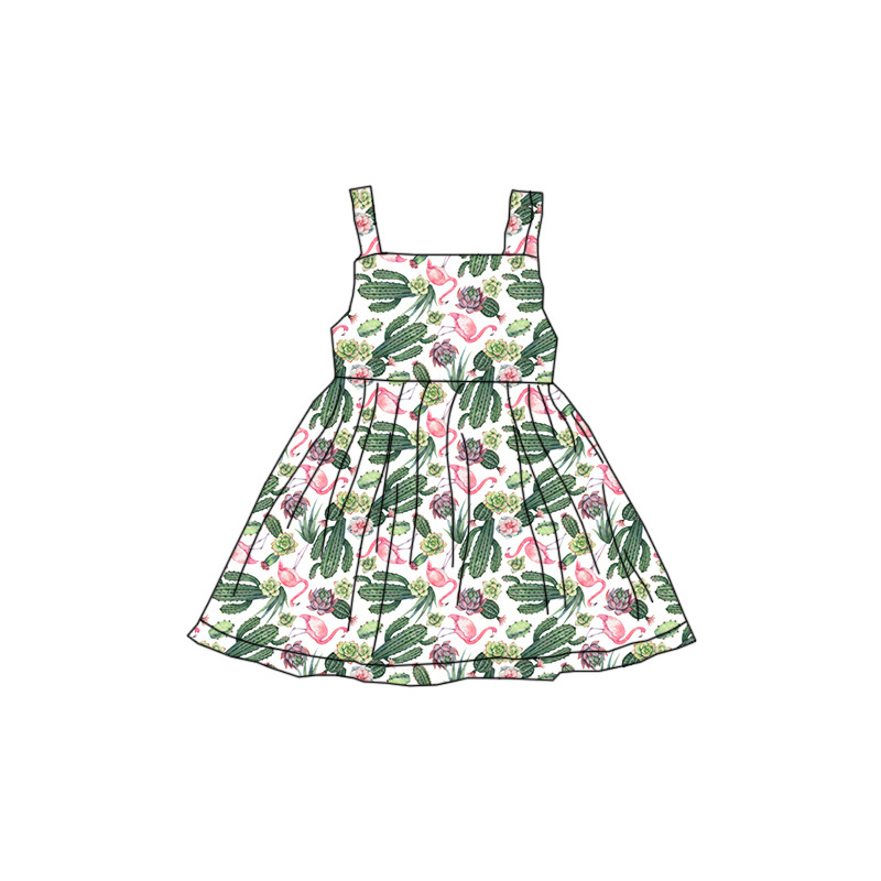 Toddler Baby Girl Summer Sunflower Cactus Floral Milk Silk Girl Dresses Straps Sleeveless Little Girls Beach Sundress