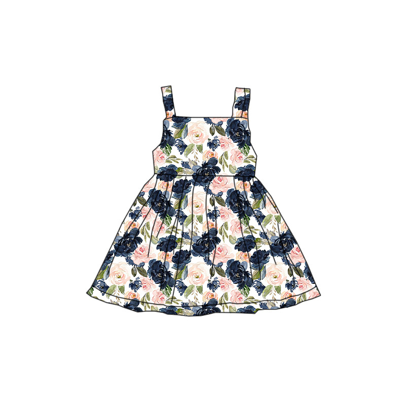 Toddler Baby Girl Summer Sunflower Cactus Floral Milk Silk Girl Dresses Straps Sleeveless Little Girls Beach Sundress