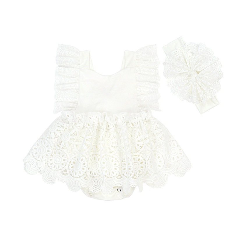 HY-032-YXG Newborn Baby Girl Infant Romper Jumpsuit Bodysuit Tutu Lace Dress Clothes Outfit infant romper girls match  headband