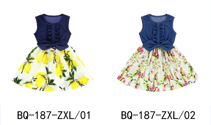 wholesale summer sleeveless dress baby boutique lemon pattern clothes